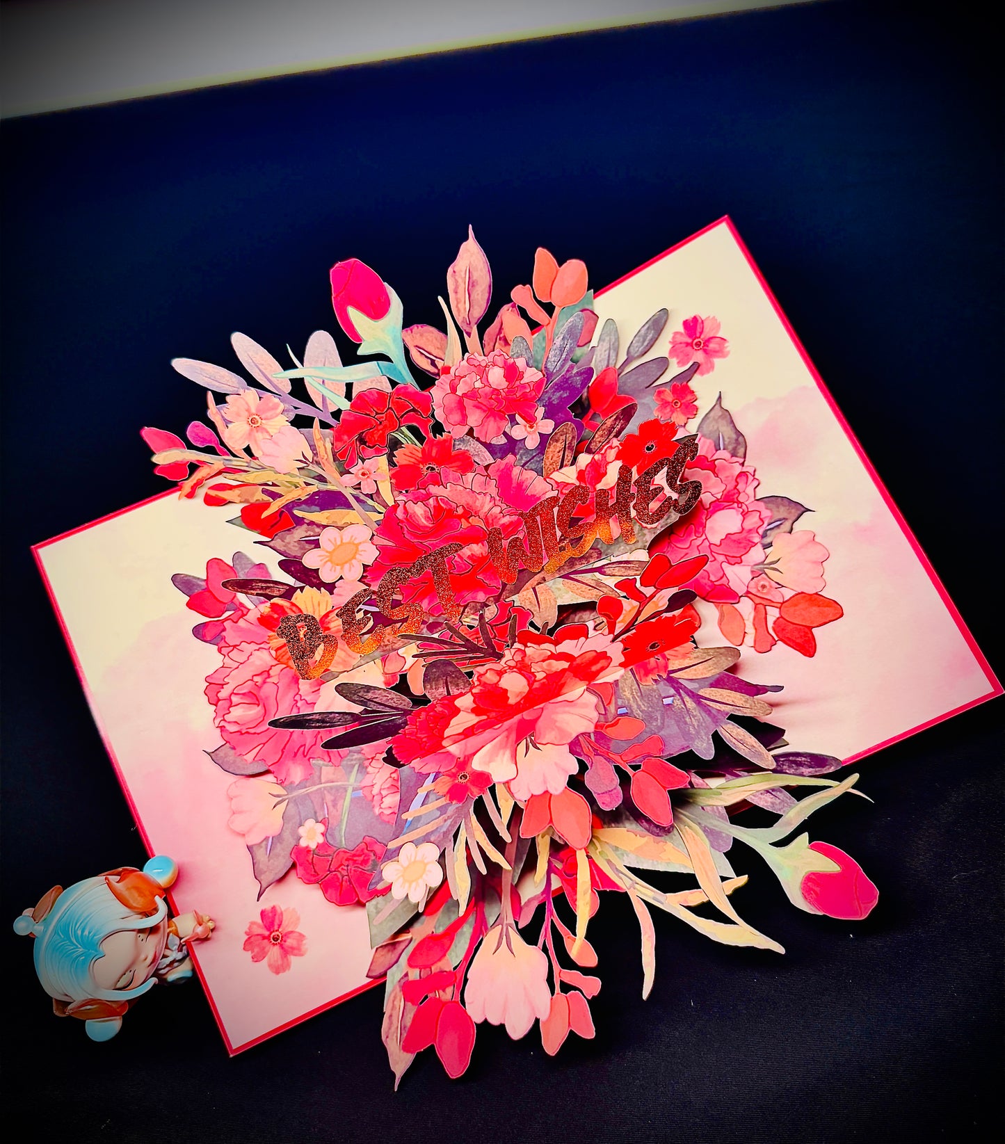 3D Pop-Up Best Wisches  Grußkarte