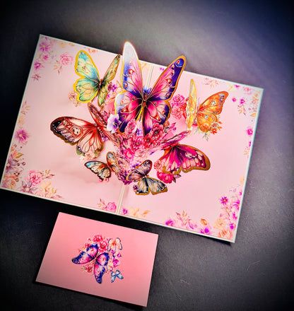 3D Pop-Up elegante Schmetterlings-Blumenstrauß Grußkarte