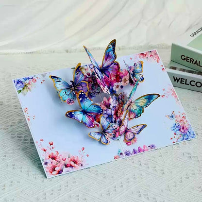 3D Pop-Up elegante Schmetterlings-Blumenstrauß Grußkarte