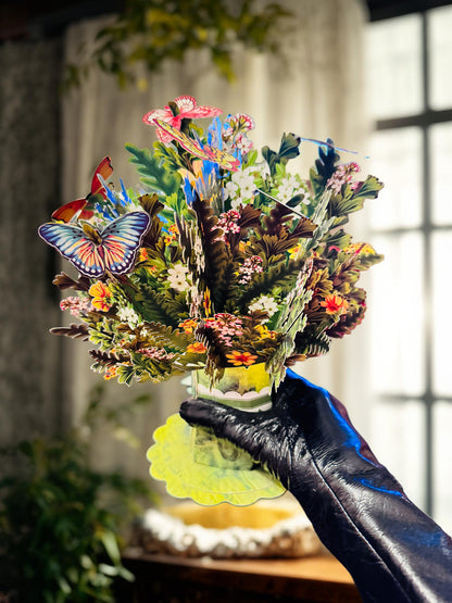 3D Pop-Up Schmetterlings-Blumenstrauß-Grußkarte