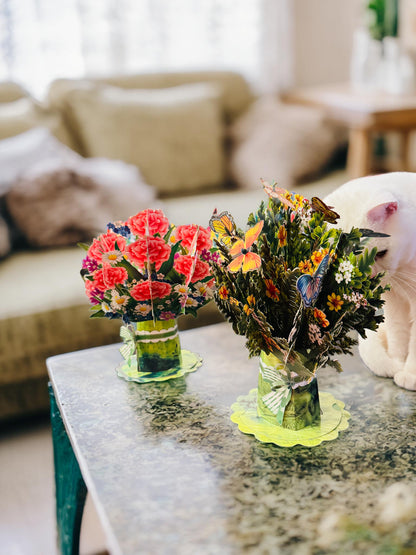 3D Pop-Up Schmetterlings-Blumenstrauß-Grußkarte