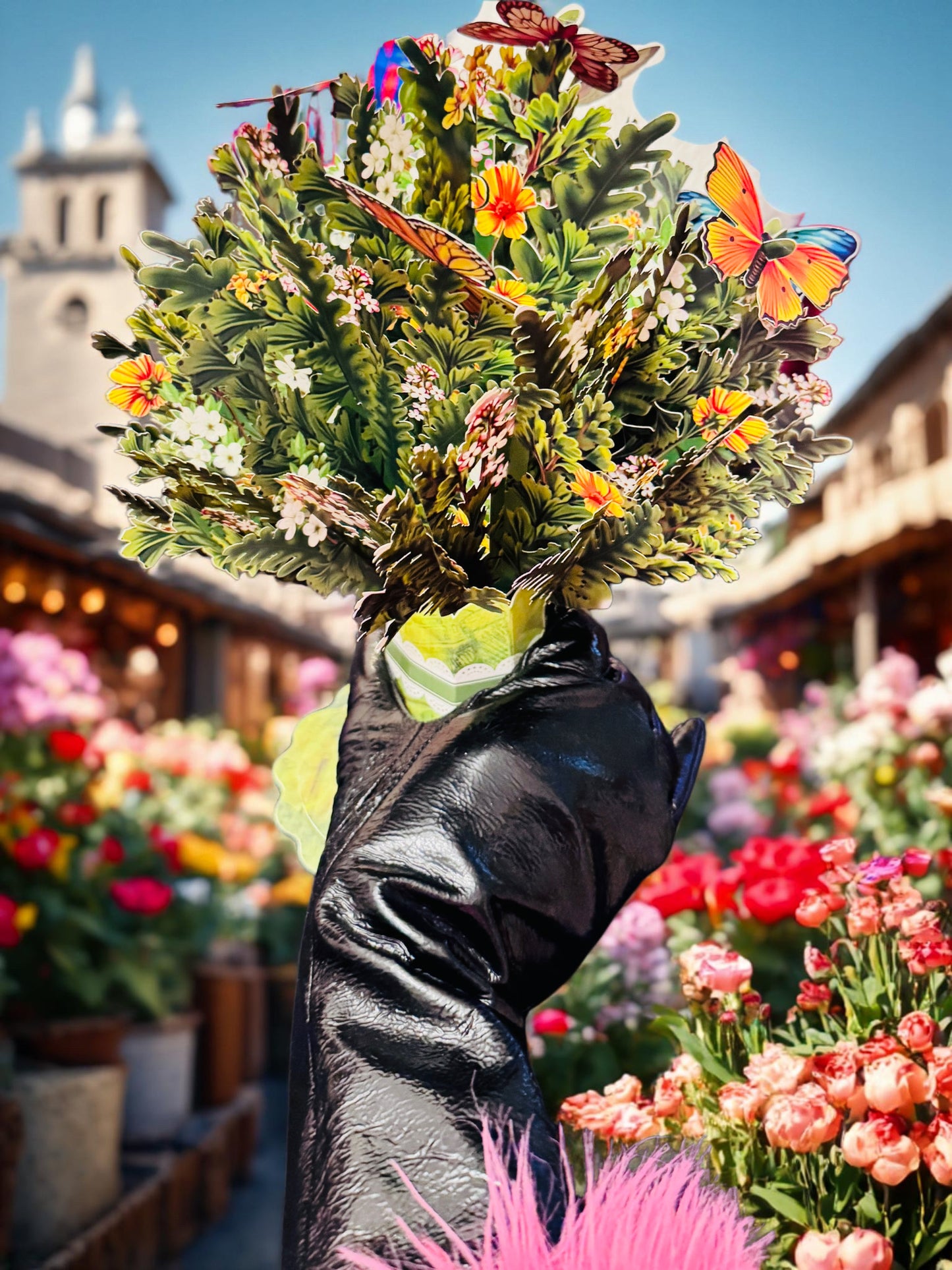 3D Pop-Up Schmetterlings-Blumenstrauß-Grußkarte