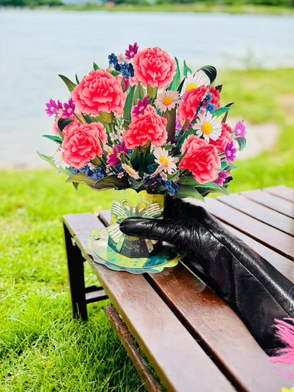 3D Pop-Up Schmetterlings-Blumenstrauß-Grußkarte