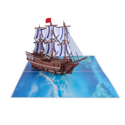 ⛵ 3D Pop-Up Segelboot Glück&neue-Start Grußkarte