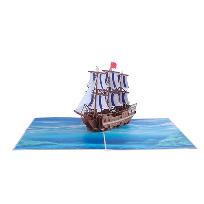 ⛵ 3D Pop-Up Segelboot Glück&neue-Start Grußkarte