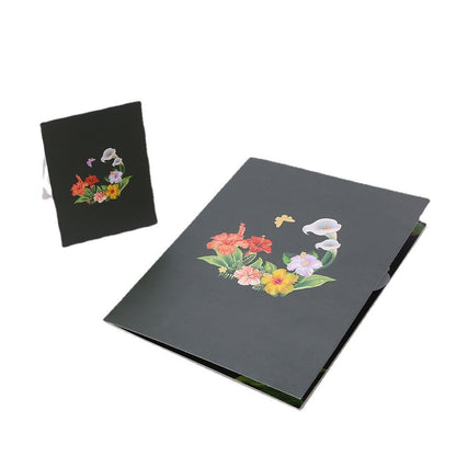 3D Pop-Up Schmetterlings-Blumenstrauß-Grußkarte, elegante Grußkarte mit Blumendesign