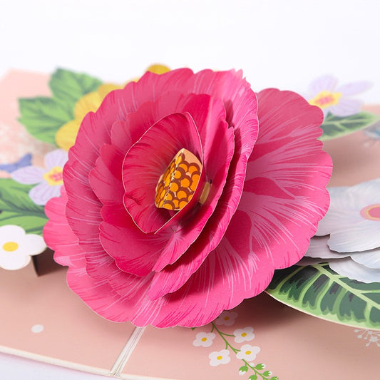 3D Pop-Up Schmetterlings-Blumenstrauß-Grußkarte, elegante Grußkarte mit Blumendesign