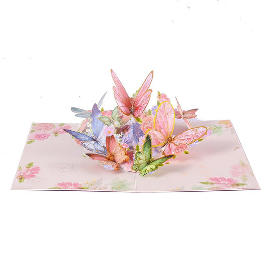 3D Pop-Up Schmetterlings-Blumenstrauß-Grußkarte, elegante Grußkarte mit Blumendesign