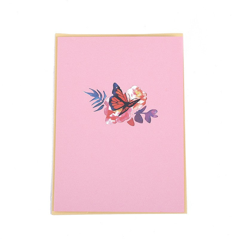 3D Pop-Up Schmetterlings-Blumenstrauß-Grußkarte, elegante Grußkarte mit Blumendesign