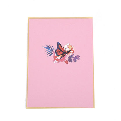 3D Pop-Up Schmetterlings-Blumenstrauß-Grußkarte, elegante Grußkarte mit Blumendesign