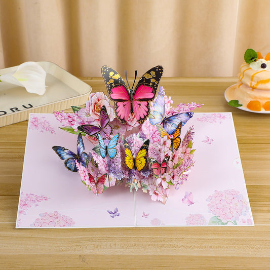 3D Pop-Up Schmetterlings-Blumenstrauß-Grußkarte, elegante Grußkarte mit Blumendesign
