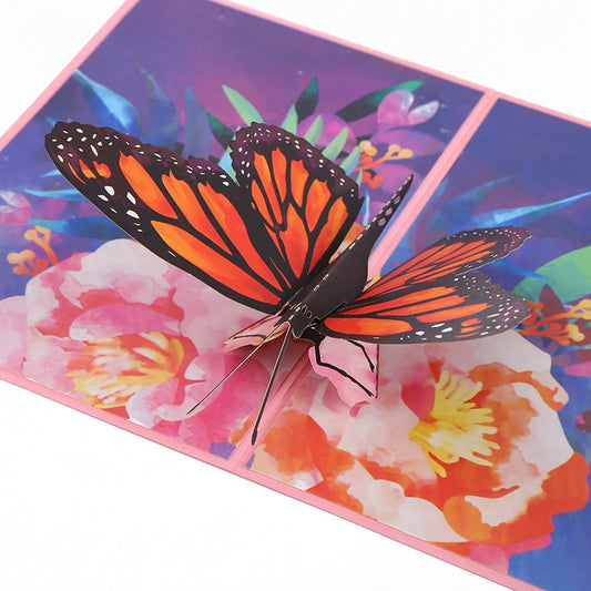 3D Pop-Up Schmetterlings-Blumenstrauß-Grußkarte, elegante Grußkarte mit Blumendesign